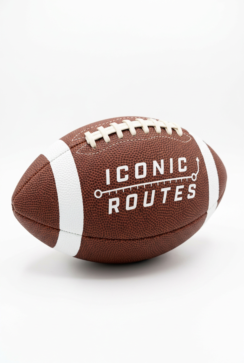 Iconic Routes Vol. 01 junior football, three-quarter angle with laces and wordmark